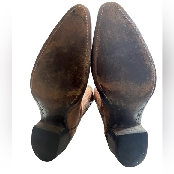 Vintage TEXAS Men\'s Leather Western Cowboy Boots Size 10.5 D Brown Wing Tip M 81 main image 15